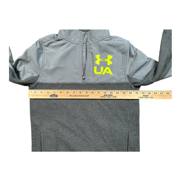 Under Armour 1/4 Zip Youth Size Large Gray With Neon Green Logo - Picture 8 of 8